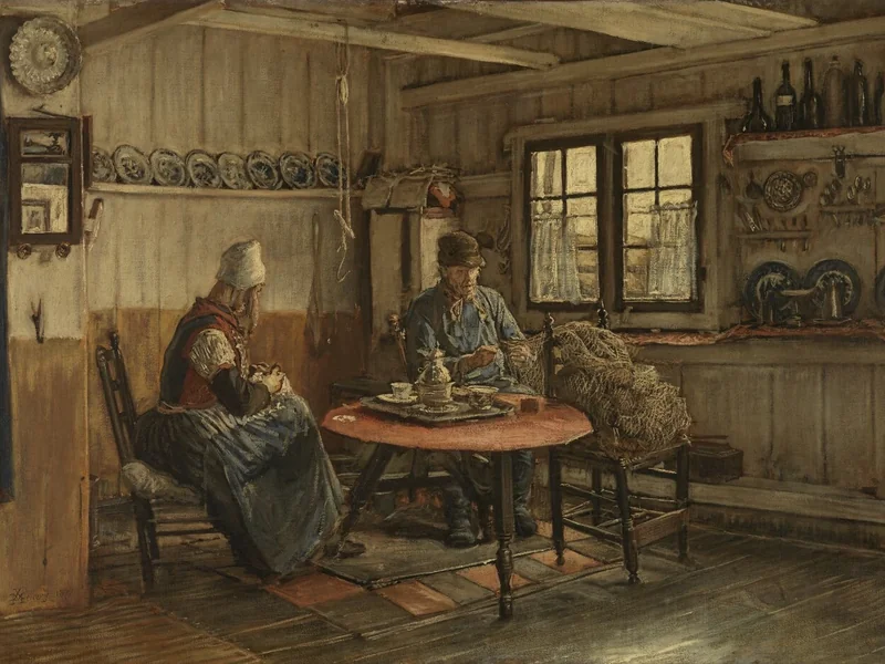 1845-Xavier Mellery - Interno in Marken